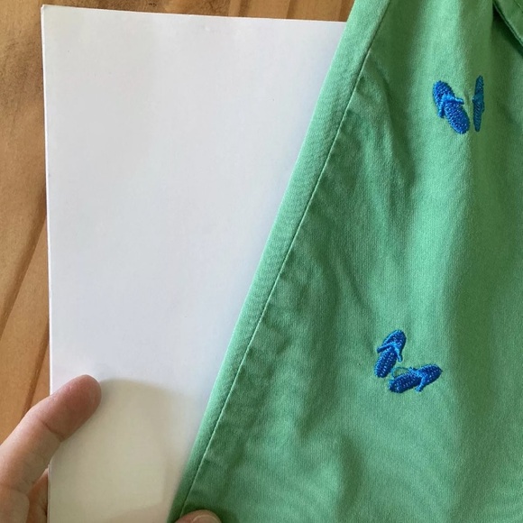 Women's Earth Rocks green with blue embroidered flip flop Bermuda shorts size 9 - Picture 4 of 8